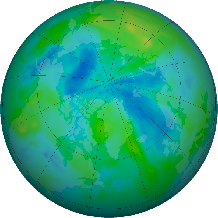 Arctic ozone map for 05 September 1996